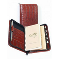 Lizard Embossed Leather 3 Way Zipper Pocket Weekly Planner w/ Tel. Address Book